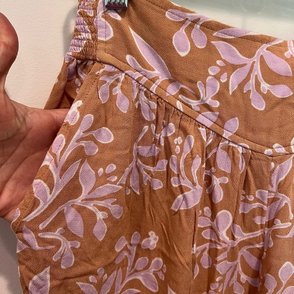 Aerie Floral Print Women's Flowy Jogger Style Pants Sz M Bronze Brown - Picture 4 of 14